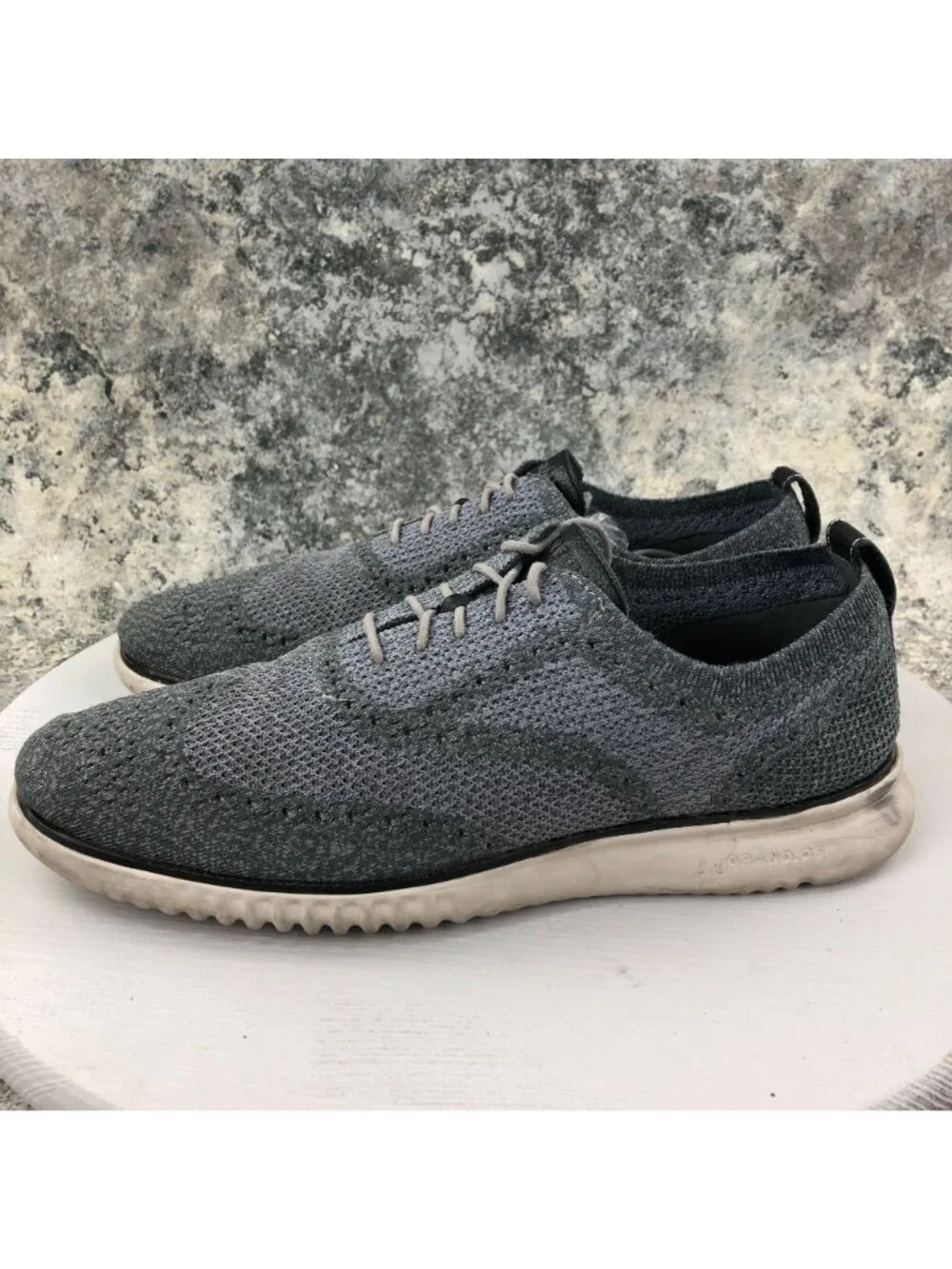 Cole Haan Men's Size 13M 2.ZeroGrand Magnet Ironstone Grey Knit Wingtip Oxfords